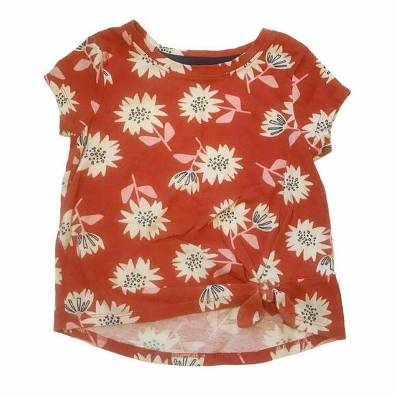 Cat & Jack Girls Floral Tie Front Top 4T - Picture 1 of 5